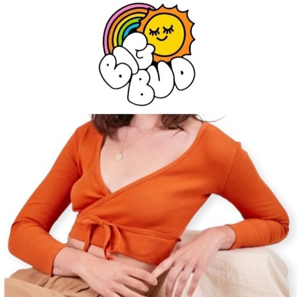 Big Bud Press Burnt Orange Wrap Top XXS Women's 70s Portofino Orange - Picture 10 of 10